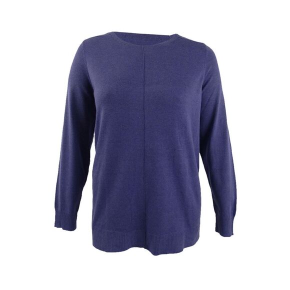 Karen Scott Women's Scoop-Neck Seamed Sweater - Plum Heather - Picture 1 of 3